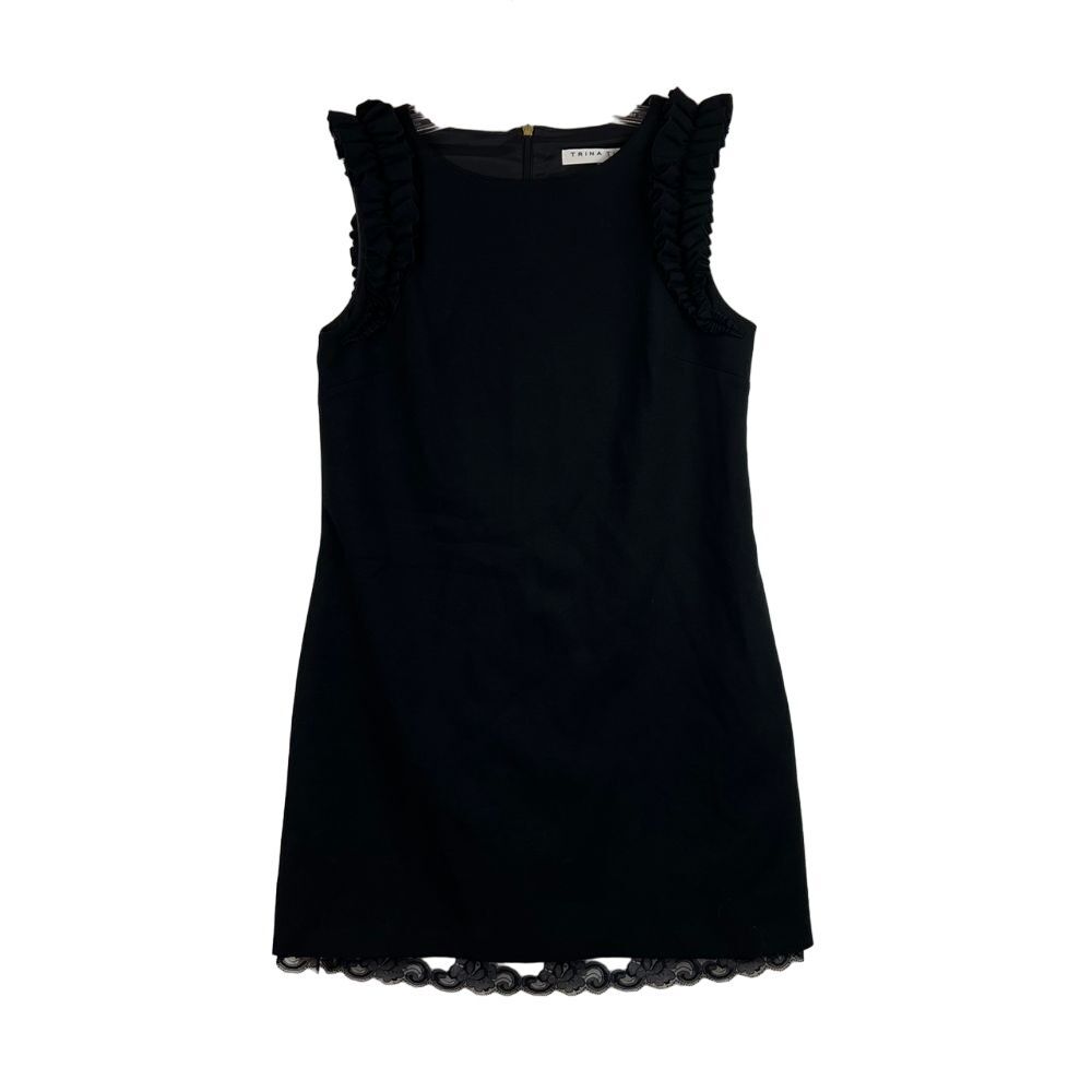 TRINA TURK Siena Tropical‎ Ponte Ruffle Sleeveless Dress Size 4 Zipper on Back